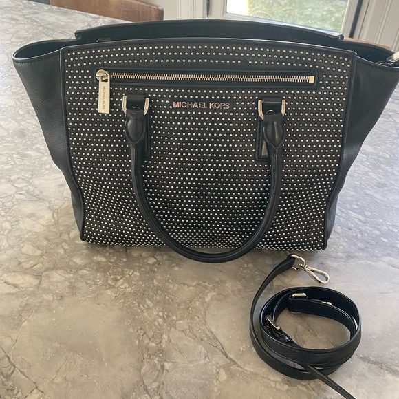 Michael Kors Handbags - Michael Kors Black Studded Satchel with Silver Hardware